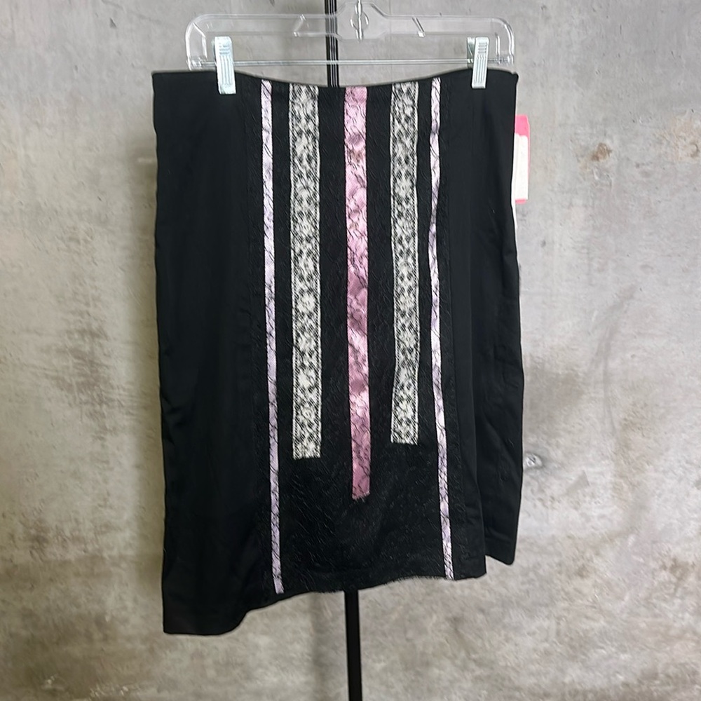 Black striped lace strapless dress